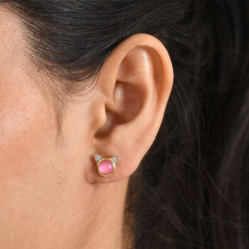 D'Joy Flamingo Mondstein und Zirkon Ohrringe - 1,97 ct.