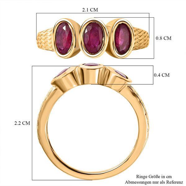Afrikanischer Rubin (Fissure gefüllt) Ring, 925 Silber Gelbgold Vermeil (Größe 19.00) ca. 2.17 ct image number 7