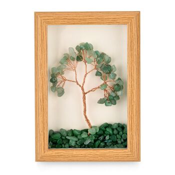 Edelstein Dekorahmen Lebensbaum Design mit Aventurin, 12 x 17 cm