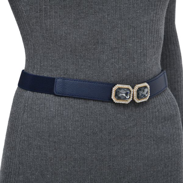 Modischer G&uuml;rtel mit Metallschnalle, Gr&ouml;&szlig;e 4x75 cm, gewebt, Dunkelblau image number 3