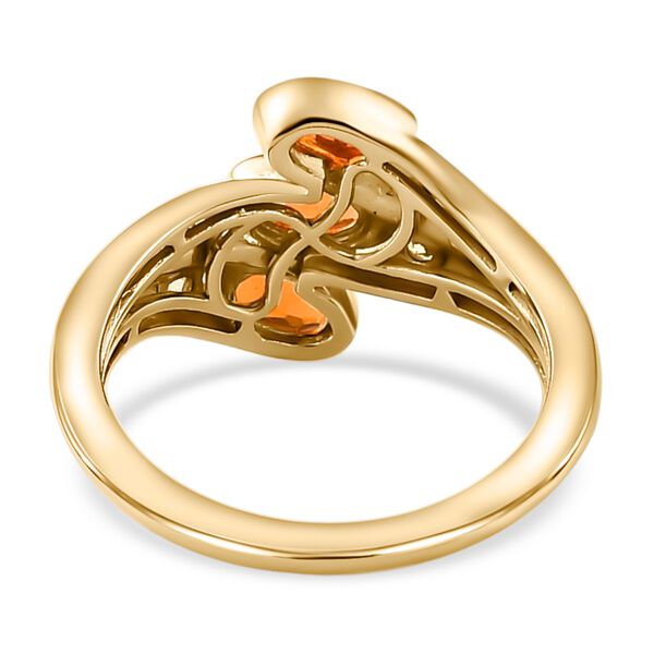 Salamanca Feueropal und wei&szlig;er Zirkon-Ring, 925 Silber vergoldet (Gr&ouml;&szlig;e 17.00) ca. 0,49 ct image number 6