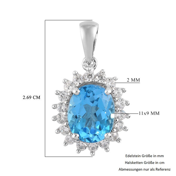 Schweizer Blautopas und Anh&auml;nger 925 Silber platiniert ca. 4,85 ct image number 5