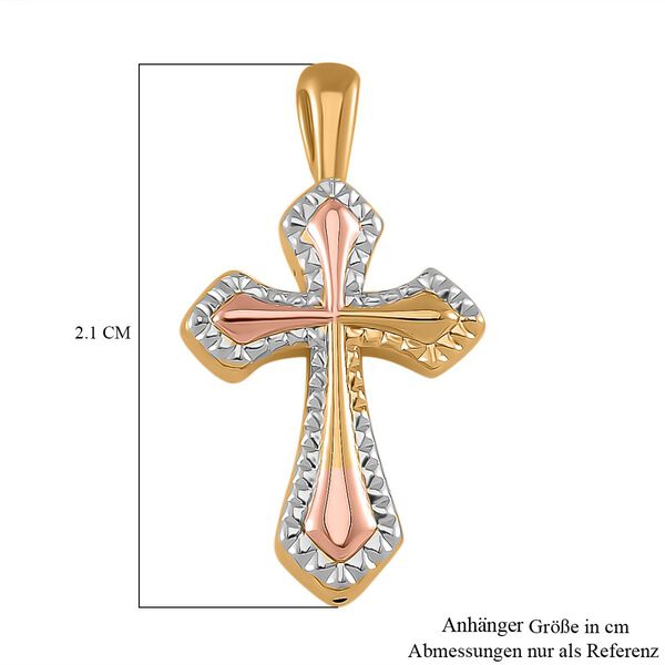 0,28 Gramm dreifarbiger Kreuz-Anhänger in 750 Gold image number 6