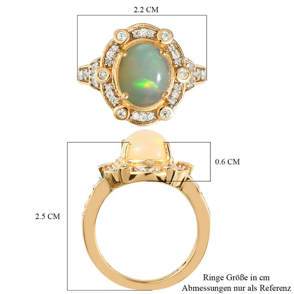 Nat&uuml;rlicher, &auml;thiopischer Opal und Zirkon-Ring, 925 Silber Gelbgold Vermeil  ca. 2,01 ct image number 7