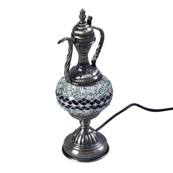 Handgefertigte orientalische Mosaik Glas Tischlampe - Weinkrug Form, Gr&ouml;&szlig;e 12x38 cm, Blau
