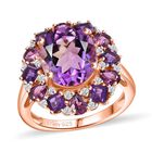 AAA Rose De France Amethyst, Rhodolith Granat Ring 925 Silber 750 Roségold Vermeil (Größe 20.00) ca. 7,69 ct