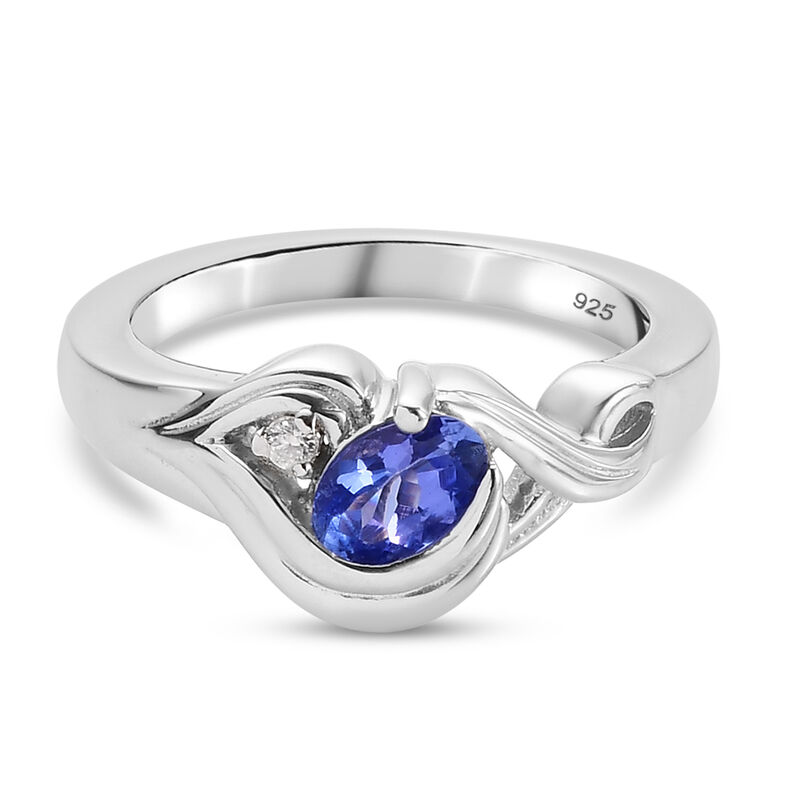 Tansanit und Zirkon Ring 925 Silber platiniert  ca. 0,53 ct image number 0