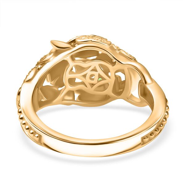 D'Joy Nat&uuml;rlicher Chromdiopsid, Moissanit Ring 925 Silber 750 Gelb Vergoldet (Gr&ouml;&szlig;e 19.00) ca. 0,05 ct image number 6