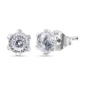 D'Joy 161 Facettiert Moissanit Ohrringe 925 Silber rhodiniert ca. 1,75 ct.