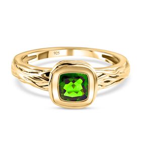Natürlicher Chromdiopsid-Ring, 925 Silber vergoldet (Größe 21.00) ca. 0.98 ct
