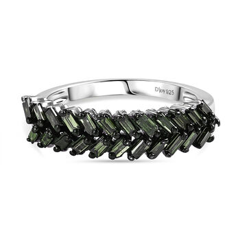 D'Joy Gr&uuml;ner Diamant Ring 925 Silber Rhodiniert (Gr&ouml;&szlig;e 17.00) ca. 0.50 ct