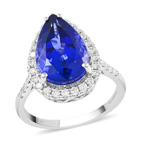 RHAPSODY zertifiziert und geprüft AAAA Tansanit und VS-EF Diamant Ring in 950 Platin - 6,25 ct.