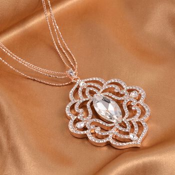 Wei&szlig;er Kristall-Anh&auml;nger mit Kette in Ros&eacute;goldton - 2 ct.