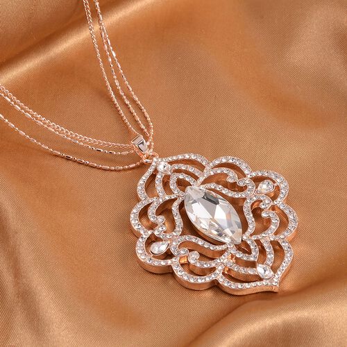 Weißer Kristall-Anhänger mit Kette in Roségoldton - 2 ct. image number 1