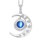 D'Joy Aurora Mondstein, Weißer Zirkon Schmuckset ca. 50 cm 925 Silber rhodiniert ca. 2,86 ct.