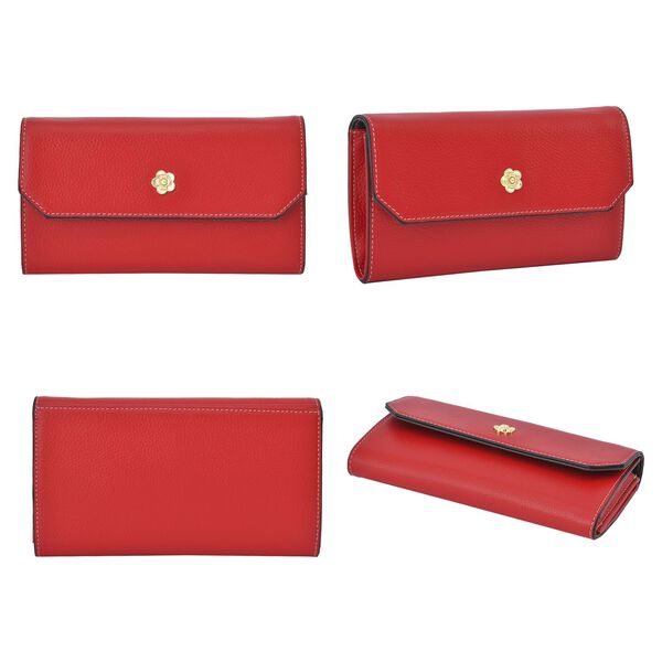100% Echtleder Clutch mit RFID Schuz, 120 cm metall Riehmen, 20x12 cm, rot image number 4