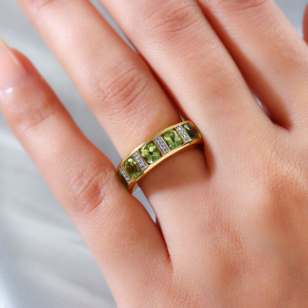 Nat&uuml;rlicher Peridot und Zirkon-Ring, 925 Silber vergoldet  ca. 2,07 ct image number 3