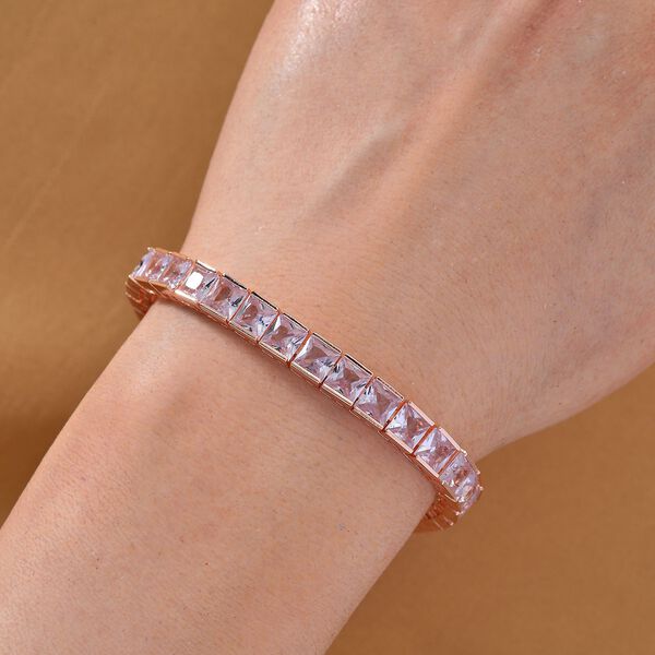 Weißer Zirkonia Armband ca. 18 cm mit 2.5 cm extender, roséfarben image number 1