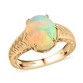 LUXORO zertifiziert und geprüft AAA natürlicher, äthiopischer Welo Opal und Diamant Ring in 417 Gold - 2,10 ct.