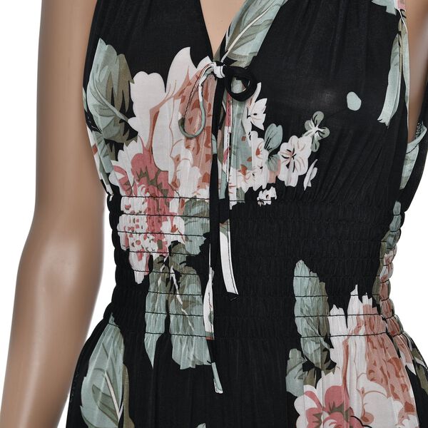 Maxikleid mit gesmokter Taille, Schwarz image number 5