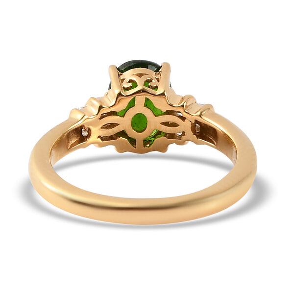 natürlicher Chromdiopsid und Diamant Ring 925 Silber vergoldet image number 6