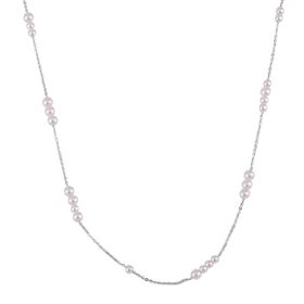 Weiße Muschelkernperlen-Halskette 43cm in rhodiniertem 925 Silber - 18,24 ct.