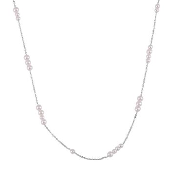 Wei&szlig;e Muschelkernperlen-Halskette 43cm in rhodiniertem 925 Silber - 18,24 ct.