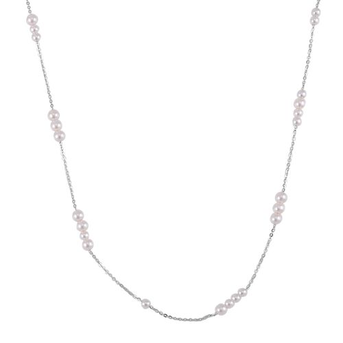 Weiße Muschelkernperlen-Halskette 43cm in rhodiniertem 925 Silber - 18,24 ct. image number 0