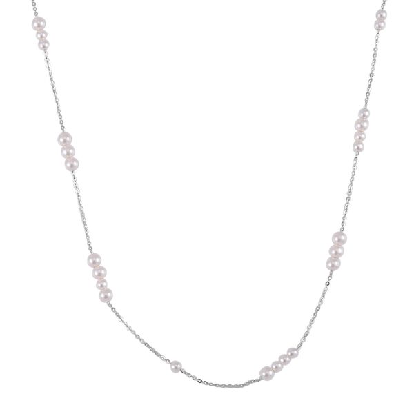 Wei&szlig;e Muschelkernperlen-Halskette 43cm in rhodiniertem 925 Silber - 18,24 ct.