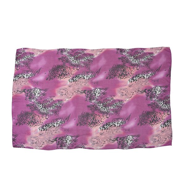 LA MAREY - 100% bedruckter Seidenschal, Leopardenmuster, Gr&ouml;&szlig;e 110x178 cm, Lila image number 3