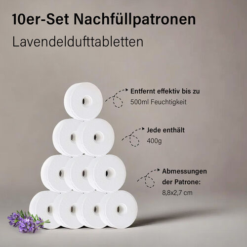 10er Set Luftentfeuchter Nachfüllpatronen, Lavendel image number 1