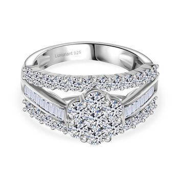 LUXURIANT SGL zertifizierter SI-GH Labor Diamant Ring, 925 Silber rhodiniert - 2 ct.