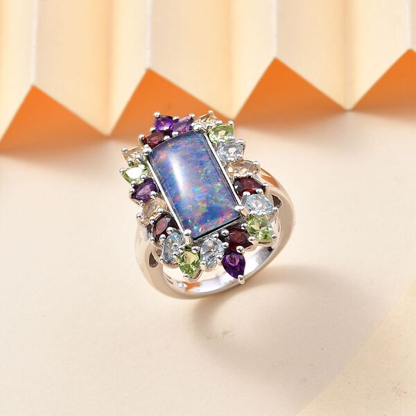 Boulder Opal Triplett und Multi-Edelstein-Ring - 8,03 ct. image number 2