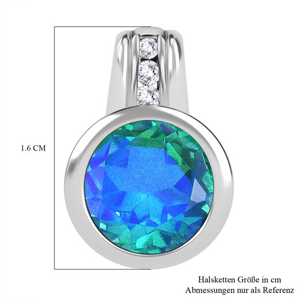Pfau Triplett Quarz, wei&szlig;er Zirkon Anh&auml;nger 925 Silber platiniert ca. 3.10 ct image number 6