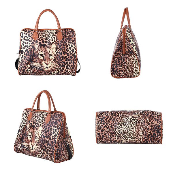 Handtasche mit Leopardenmuster, Braun image number 4
