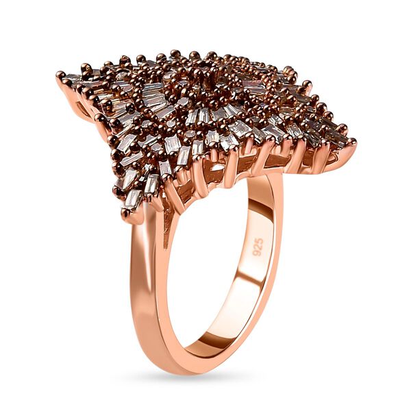 Nat&uuml;rlicher Champagner Diamant Ring 925 Silber Ros&eacute;gold Vermeil (Gr&ouml;&szlig;e 16.00) ca. 1.00 ct image number 5