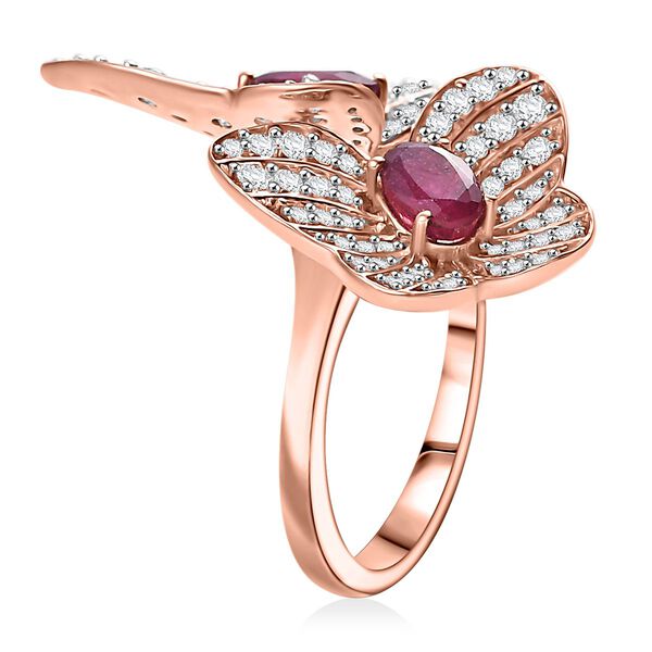 AA afrikanischer Rubin und Zirkon Ring und 45cm Halskette image number 15