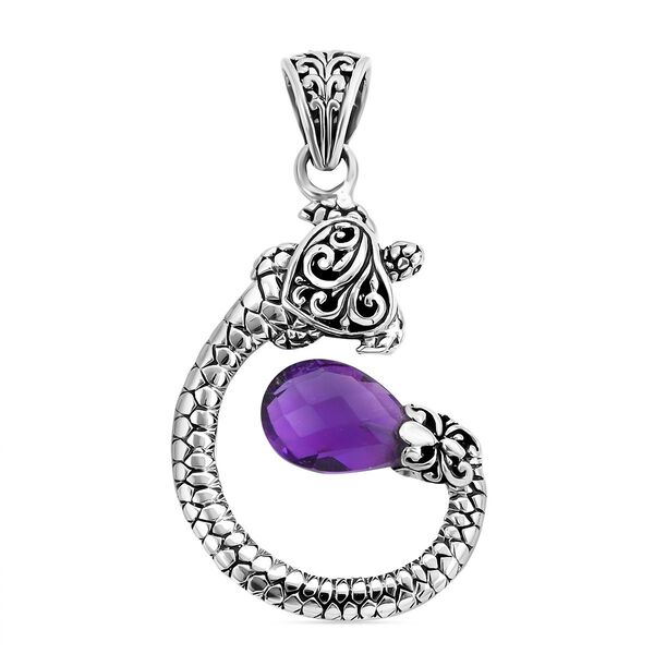Royal Bali Kollektion - Schildkröte afrikanischer Amethyst-Anhänger image number 0