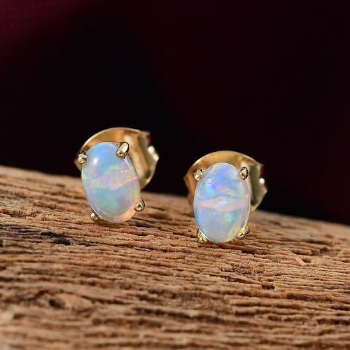 AA Natürlicher, äthiopischer Welo Opal Ohrringe 925 Silber vergoldet ca. 0,66 ct. image number 1