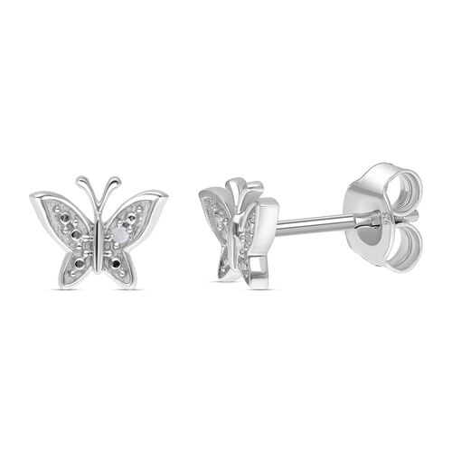 Weiße Diamant Ohrringe, 925 Silber platiniert image number 0