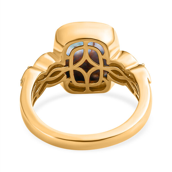 Zimbaprase und wei&szlig;er Zirkon Ring, 925 Silber Gelbgold Vermeil (Gr&ouml;&szlig;e 21.00) ca. 4,00 ct image number 5