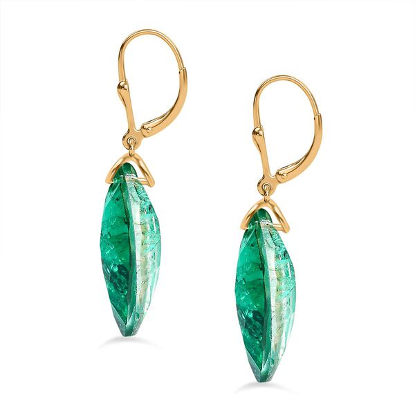 AAA Smaragd-Quarz Triplette, Ohrringe 925 Silber vergoldet ca. 27.40 ct image number 5