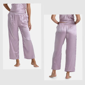 LA MAREY Seidenhose lang aus 100% Maulbeerseide, Lila, S
