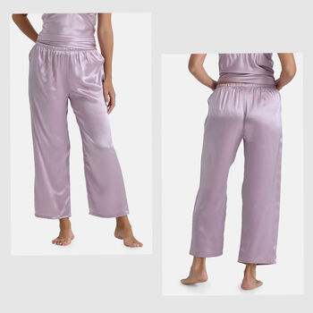 LA MAREY Seidenhose lang aus 100% Maulbeerseide, Lila, S