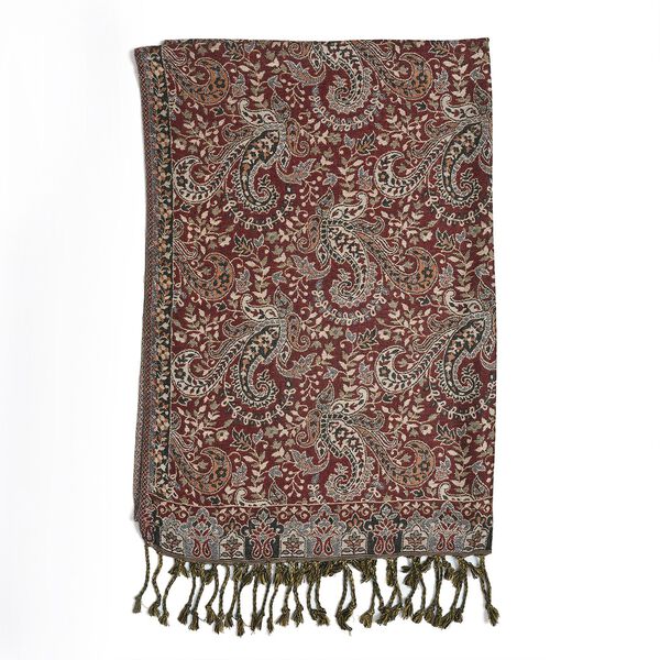 Jamawar-Schal, 3-Schiffchen-Webung, 70x200 cm, Paisley image number 5