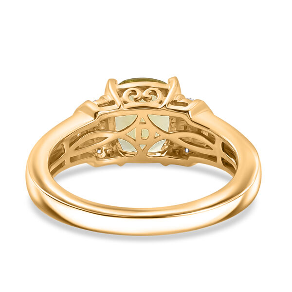 D'Joy AAA Ouro Verde-Quarz, Wei&szlig;er Zirkon Ring 925 Silber 750 Vergoldet (Gr&ouml;&szlig;e 19.00) ca. 1,59 ct image number 5