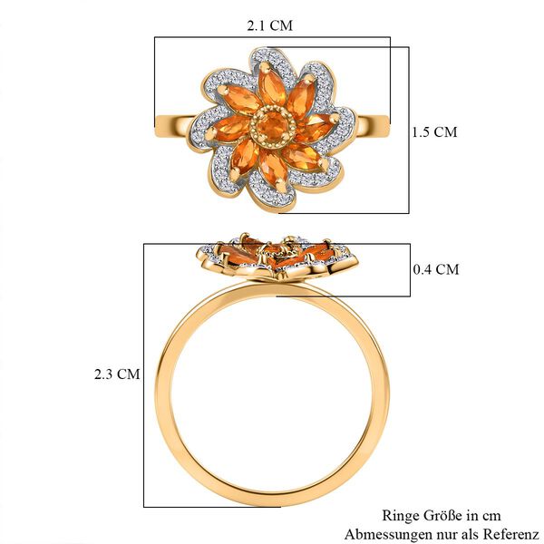 Feueropal Ring, 925 Silber vergoldet (Gr&ouml;&szlig;e 19.00) ca. 0.77 ct image number 7