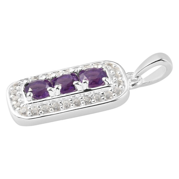 Afrikanischer Amethyst und Zirkon Anh&auml;nger 925 Silber image number 4