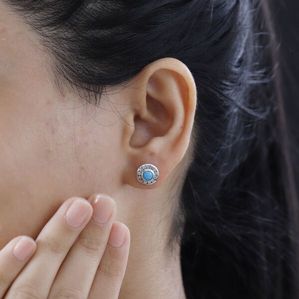 AA Sleeping Beauty T&uuml;rkis und Zirkon Ohrringe - 1,26 ct. image number 3