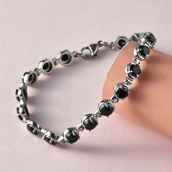 Schwarzes Spinell-Armband, 19 cm, Edelstahl ca. 11.36 ct image number 2
